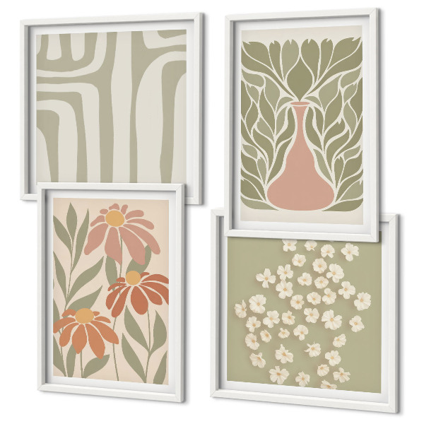 Galleria a parete stile boho minimalista floreale