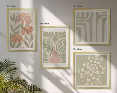Galleria a parete in stile boho minimalista floreale