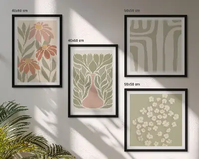 Galleria a parete in stile boho minimalista floreale