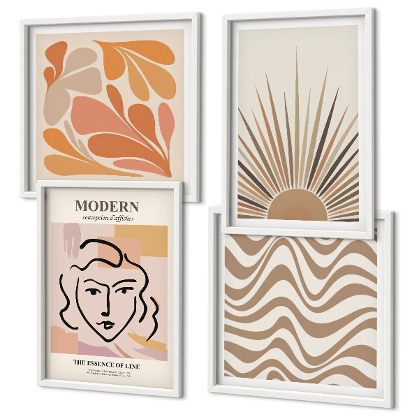 Composizione di 4 quadri Forme pastello boho solari