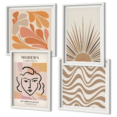 Composizione di 4 quadri Forme pastello boho solari