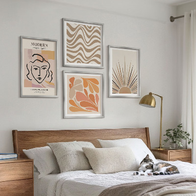 Composizione di 4 quadri Forme pastello boho solari