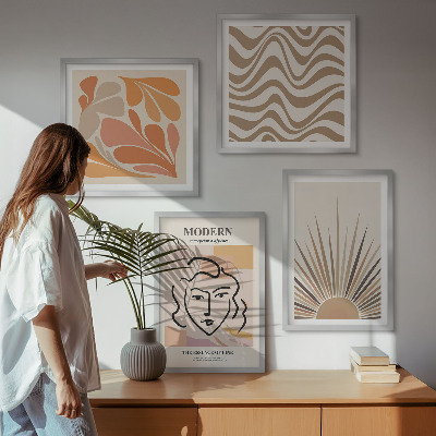Composizione di 4 quadri Forme pastello boho solari