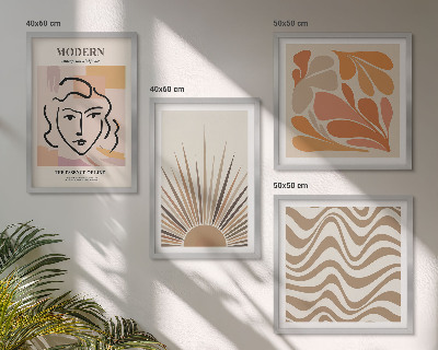 Composizione di 4 quadri Forme pastello boho solari