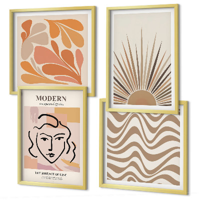 Composizione di 4 quadri Forme pastello boho solari