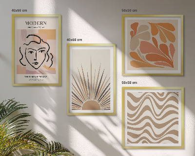 Composizione di 4 quadri Forme pastello boho solari