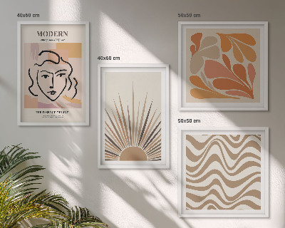 Composizione di 4 quadri Forme pastello boho solari