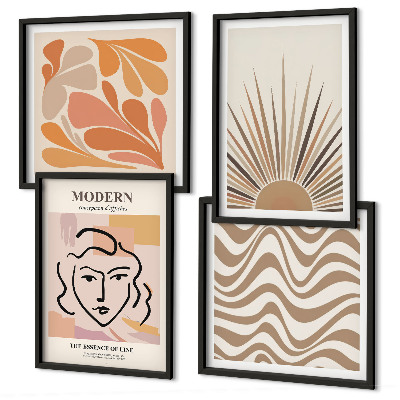 Composizione di 4 quadri Forme pastello boho solari
