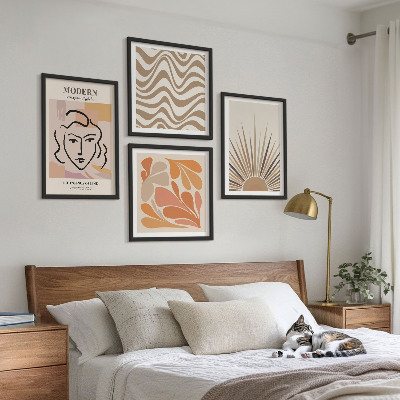 Composizione di 4 quadri Forme pastello boho solari