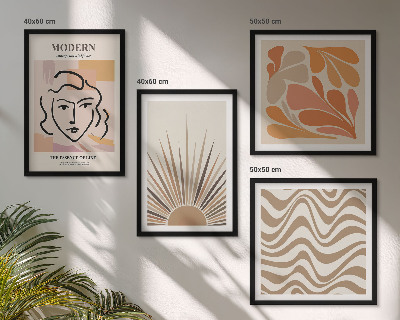 Composizione di 4 quadri Forme pastello boho solari