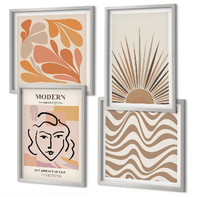 Composizione di 4 quadri Forme pastello boho solari