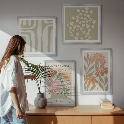 Polittico con cornice Motivi botanici Parigi Minimalismo