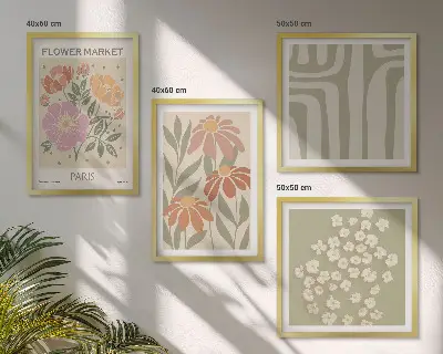 Polittico con cornice Motivi botanici stile minimalismo Parigi
