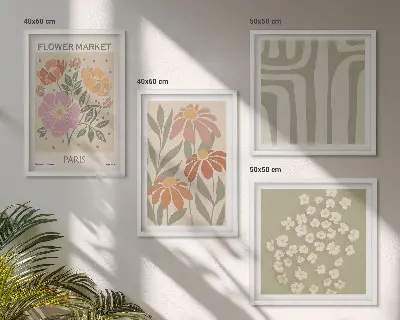 Polittico con cornice Motivi botanici stile minimalismo Parigi