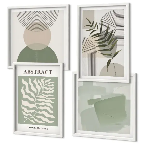 Galleria a parete con astrazioni botaniche boho