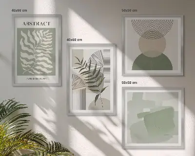 Galleria a parete con astrazioni botaniche boho