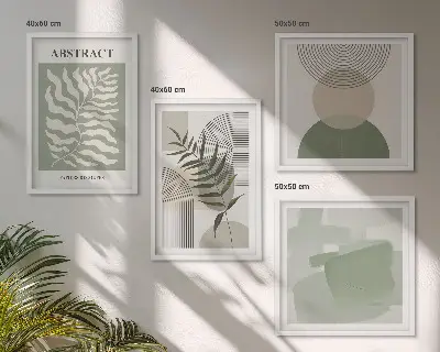 Galleria a parete con astrazioni botaniche boho