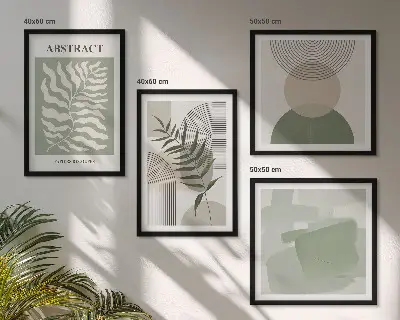 Galleria a parete con astrazioni botaniche boho