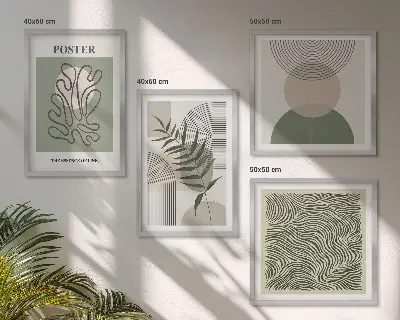 Motivi botanici geometrici composizione di 4 quadri