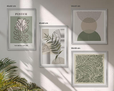 Composizione di 4 quadri Motivi botanici geometrici