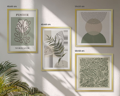 Composizione di 4 quadri Motivi botanici geometrici