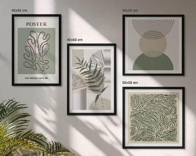 Composizione di 4 quadri Motivi botanici geometrici