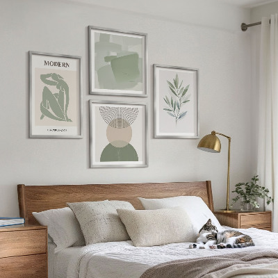 Polittico con cornice Eleganti grafiche astratte di piante