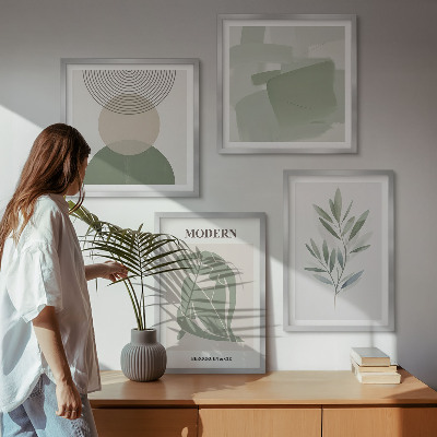 Polittico con cornice Eleganti grafiche astratte di piante