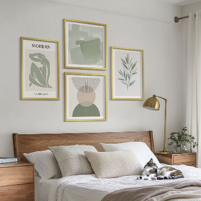 Polittico con cornice Eleganti grafiche astratte di piante