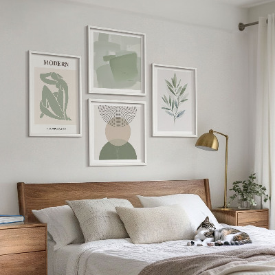 Polittico con cornice Eleganti grafiche astratte di piante