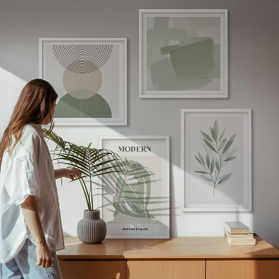 Polittico con cornice Eleganti grafiche astratte di piante