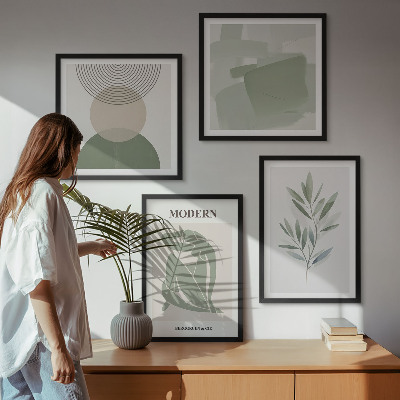 Polittico con cornice Eleganti grafiche astratte di piante