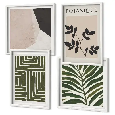 Composizioni botaniche boho polittico con cornice