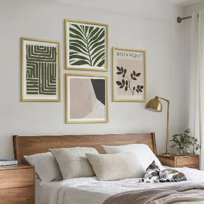 Composizioni botaniche boho polittico con cornice