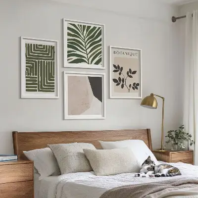 Composizioni botaniche boho polittico con cornice