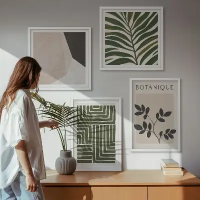 Composizioni botaniche boho polittico con cornice