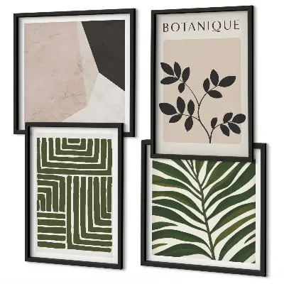 Composizioni botaniche boho polittico con cornice