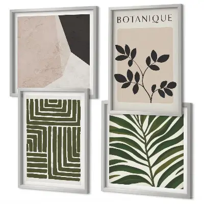 Composizioni botaniche boho polittico con cornice