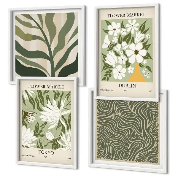 Polittico con cornice decorazioni con motivi floreali in stile boho