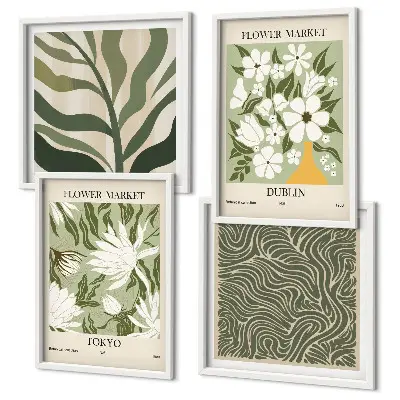 Polittico con cornice decorazioni con motivi floreali in stile boho