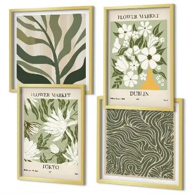 Polittico con cornice decorazioni con motivi floreali in stile boho