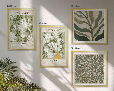 Polittico con cornice decorazioni con motivi floreali in stile boho