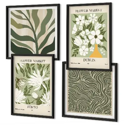 Polittico con cornice decorazioni con motivi floreali in stile boho