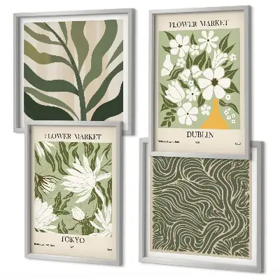 Polittico con cornice decorazioni con motivi floreali in stile boho