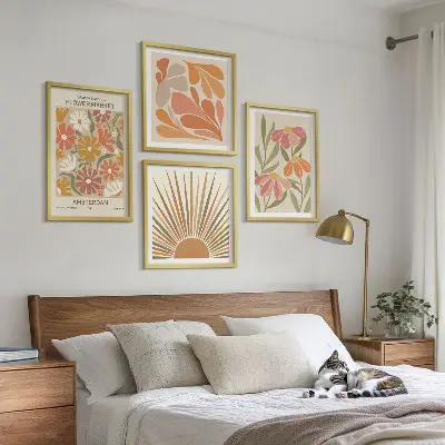 Composizione di 4 quadri con girasoli color pastello