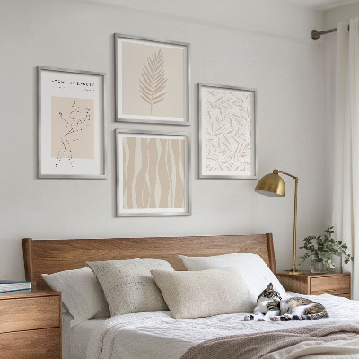 Composizione di 4 quadri Motivi vegetali minimalisti