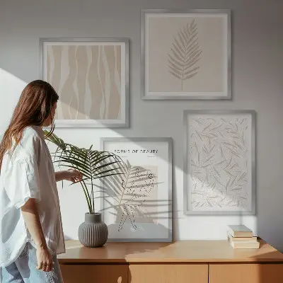 Motivi vegetali minimalisti composizione di 4 quadri