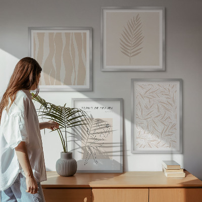 Composizione di 4 quadri Motivi vegetali minimalisti