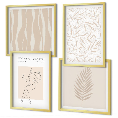 Composizione di 4 quadri Motivi vegetali minimalisti