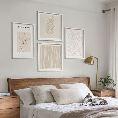 Composizione di 4 quadri Motivi vegetali minimalisti